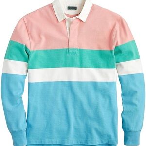 RARE JCREW ALWAYS 1984 Rugby Flamingo Stripe Shirt